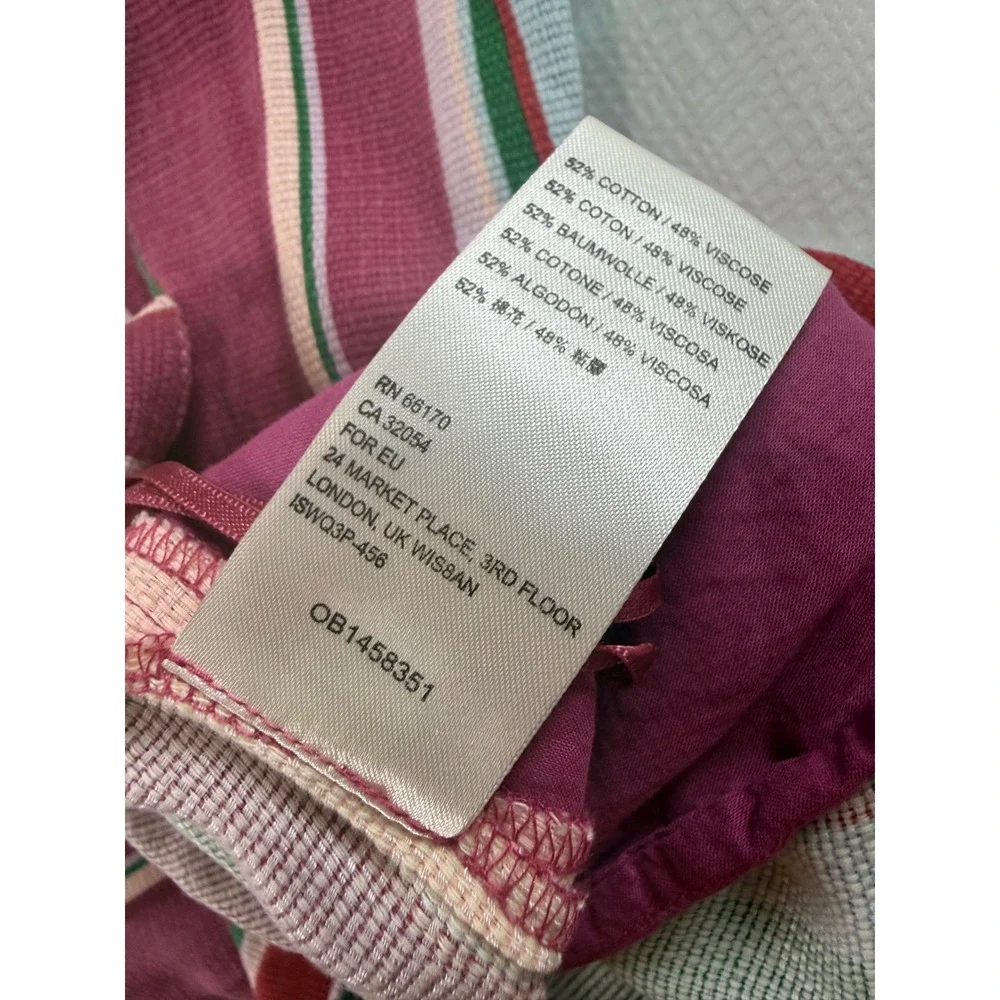 Free People Striped Wide Leg High Rise Pants Pink Green Multi OB1458351 Size 6